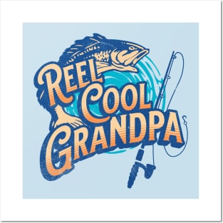 Father's Day Grandpa Reel Cool Grandpa Fishing Retro Fish Posters and Art